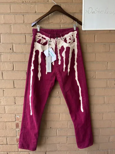 Pre-owned Rick Owens Drkshdw Fuxia Vomit Bleach Red Collapse Cut Jeans In Multi