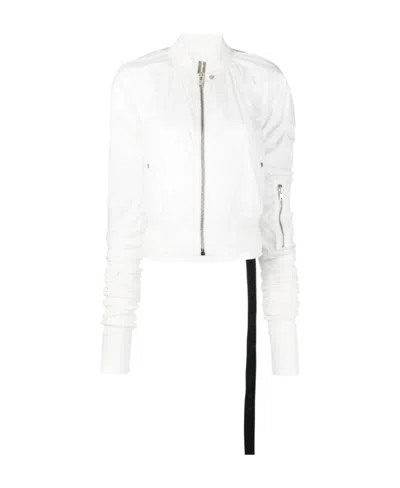 Rick Owens Drkshdw Gauntlet Faun Bomber Jacket In White