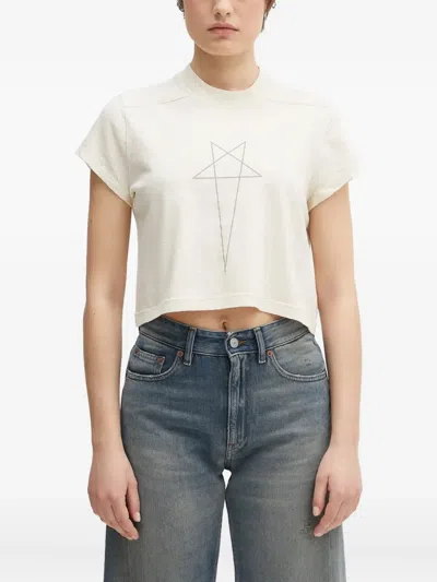 Rick Owens Drkshdw Geometric-print Short-sleeved T-shirt In White