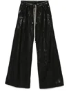 Rick Owens Drkshdw Black Hollywood Imbalanced Double Cargo Jumbo Belas Denim Cargo Pants In Black
