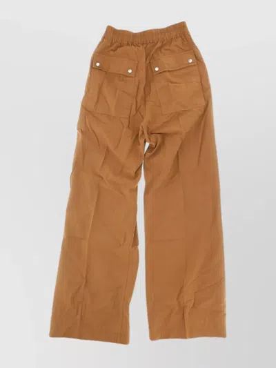 Rick Owens Drkshdw Geth Belas Wide Leg Trousers With Button Accents In Brown