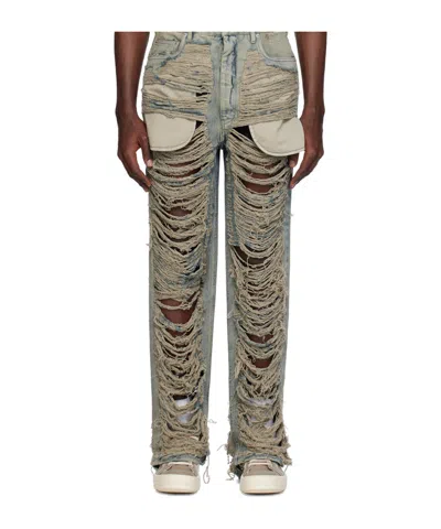 Rick Owens Drkshdw Geth Distressed-finish Jeans In Gray