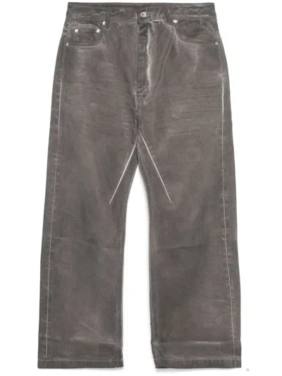 Rick Owens Drkshdw Grey Cotton Denim Jeans In Dark Dust