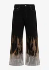 Rick Owens Drkshdw Denim Trousers Bleached Degrade Print In Black