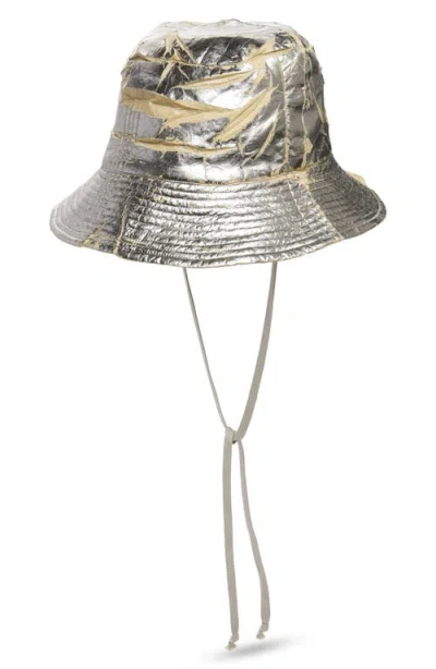Rick Owens Drkshdw Gilligan Foiled & Waxed Nylon Bucket Hat In Gold