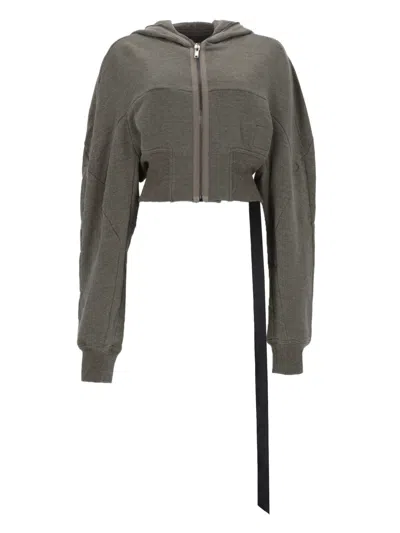 Rick Owens Drkshdw Gimp Collage Cropped Front-zip Cotton-blend Sweatshirt In Green