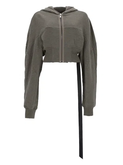 Rick Owens Drkshdw Gimp Collage Cropped Front-zip Cotton-blend Sweatshirt In Green