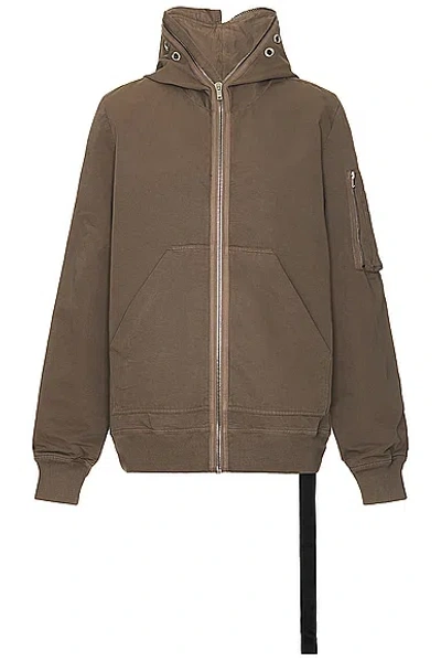Rick Owens Drkshdw Long-sleeved Hooded Hoodie In Beige