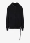 Rick Owens Drkshdw Gimp Zip-up Hooded Sweatshirt In Black