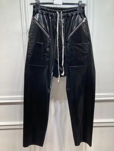 Rick Owens Drkshdw Glossy-finish Drop-crotch Trousers In Black