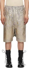Rick Owens Drkshdw Gold Hollywood Drawstring Pods Denim Shorts In 02 Gold