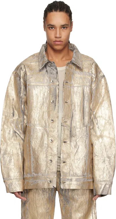 Rick Owens Drkshdw Gold Hollywood Jumbo Worker Denim Jacket