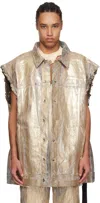 Rick Owens Drkshdw Gold Hollywood Jumbo Worker Denim Vest In 02 Gold