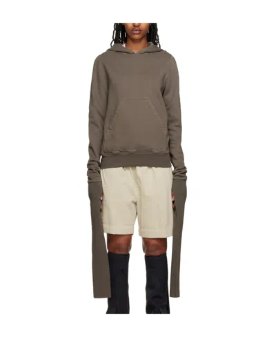 Rick Owens Drkshdw Grab Velvet Hooded Sweater In Brown