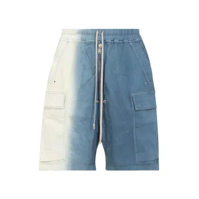 Rick Owens Drkshdw Drkshdw By Rick Owens Gradient Blue Bermuda Shorts With Drawstring Waist