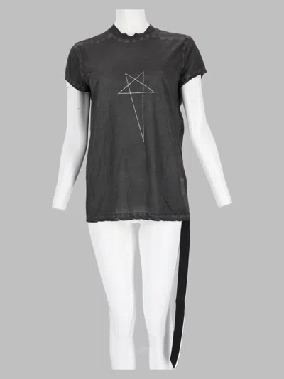Rick Owens Drkshdw Graphic Cotton T-shirt With Drape Detail In Black