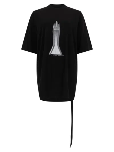 Rick Owens Drkshdw Graphic Oversized Cotton T-shirt With Long Drawstring In Yellow