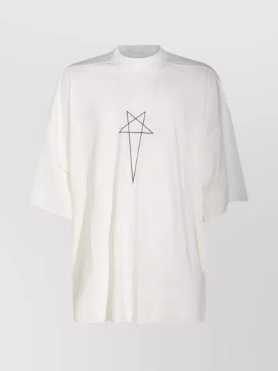 Rick Owens Drkshdw Graphic Print Loose Fit Short Sleeve Top In White