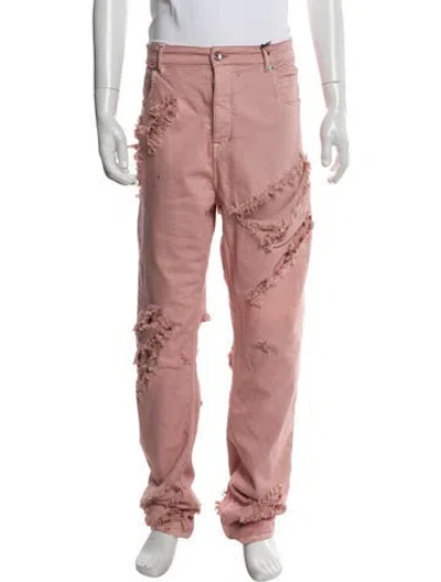 Pre-owned Rick Owens Drkshdw Graphic Print Moto Pants In Pink