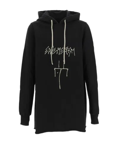 Rick Owens Drkshdw Graphic-print Organic-cotton Hoodie In Black