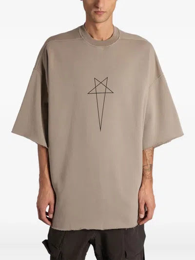 Rick Owens Drkshdw Graphic-print Raw-cut T-shirt In Neutral