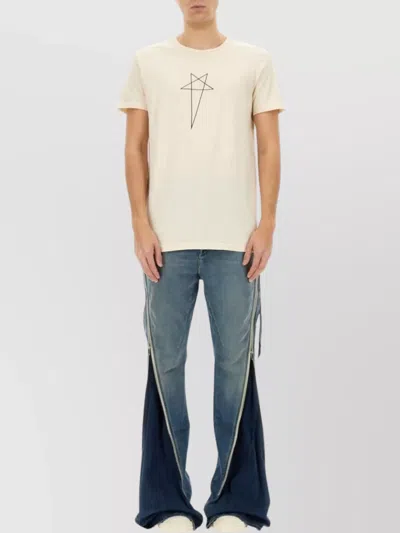 Rick Owens Drkshdw Graphic Print Round Neck Short Sleeves T-shirt In Neutral