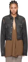 Rick Owens Drkshdw Gray Cape Sleeve Cropped Denim Jacket In 78 Dark Dust