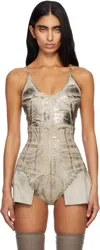 Rick Owens Drkshdw Gray Concordians Foil Denim Camisole In Silver