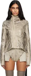 Rick Owens Drkshdw Womens Palladium Naska Gary Metallic Cotton-blend Jacket In Gold