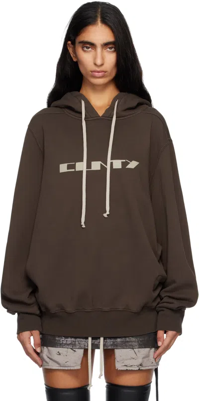 Rick Owens Drkshdw Gray Concordians Oversized Hoodie In Brown