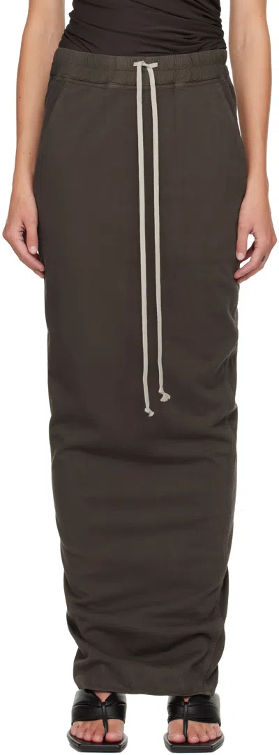Rick Owens Drkshdw Gray Concordians Pull On Pillar Maxi Skirt In Brown