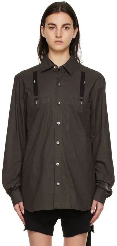 Rick Owens Drkshdw Gray Cotton Jacket In 78 Dark Dust