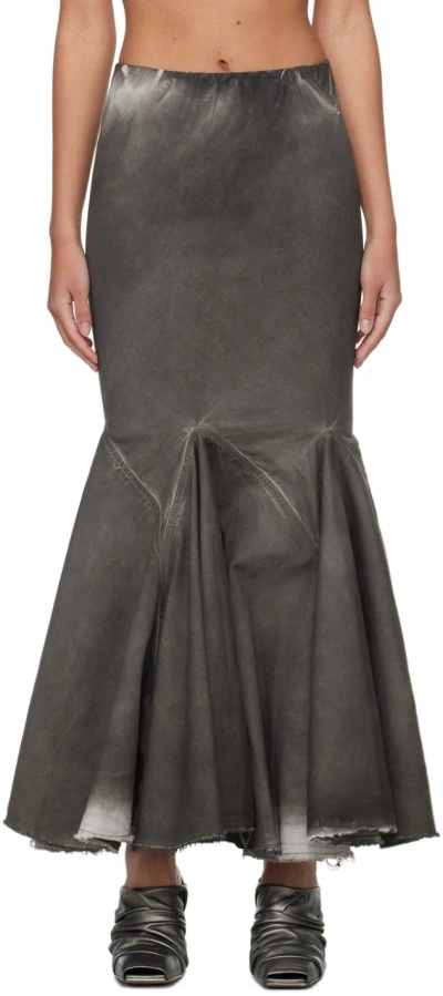 Rick Owens Drkshdw Grey Divine Bias Denim Maxi Skirt In Grey