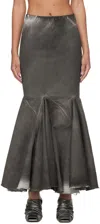 Rick Owens Drkshdw Gray Divine Bias Denim Maxi Skirt In 78 Dark Dust