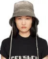 Rick Owens Drkshdw Gray Foil Stretch Denim Gilligan Hat In 34 Dust