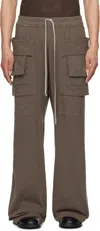 Rick Owens Drkshdw Gray Hollywood Creatch Wide Cargo Drawstring Pants In Grey