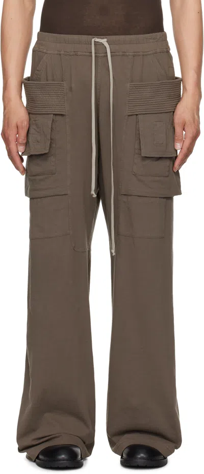 Rick Owens Drkshdw Gray Hollywood Creatch Wide Cargo Drawstring Pants In Grey