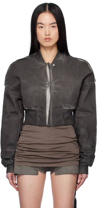 Rick Owens Drkshdw Gray Hollywood Cropped Denim Flight Jacket In 78 Drkdust