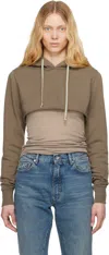 Rick Owens Drkshdw Gray Hollywood Cropped Hoodie In 34 Dust