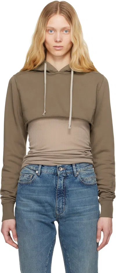 Rick Owens Drkshdw Gray Hollywood Cropped Hoodie In 34 Dust