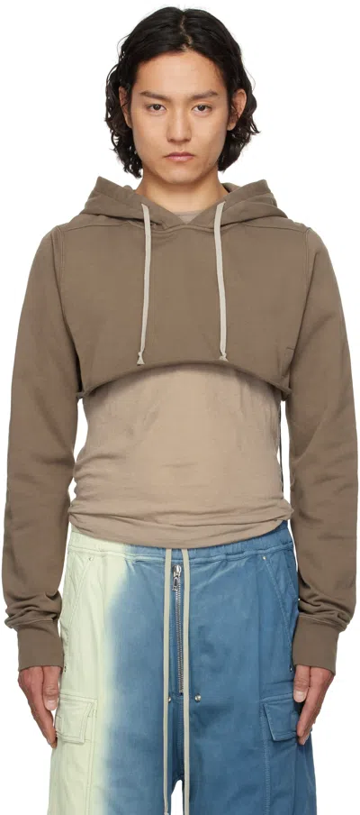 Rick Owens Drkshdw Gray Hollywood Cropped Hoodie In 34 Dust