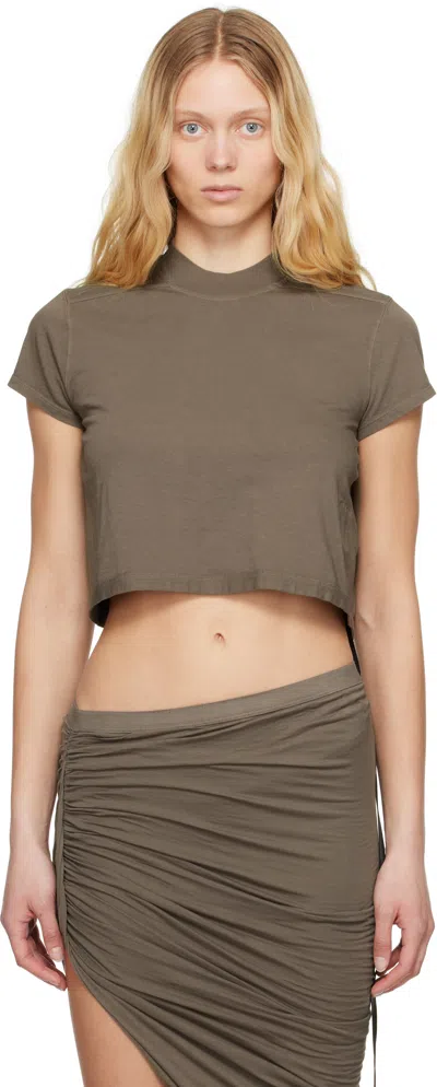 Rick Owens Drkshdw Gray Hollywood Cropped Small Level T-shirt In Brown