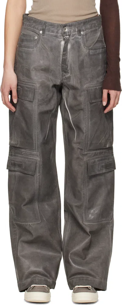 Rick Owens Drkshdw Gray Hollywood Double Cargo Jeans In 78 Drkdust