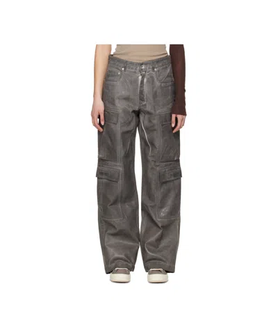 RICK OWENS DRKSHDW GRAY HOLLYWOOD DOUBLE CARGO JEANS
