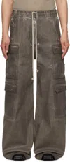 Rick Owens Drkshdw Gray Hollywood Double Cargo Jumbo Belas Denim Pants In 78 Drkdust