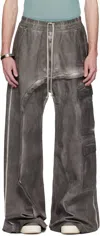 Rick Owens Drkshdw Gray Hollywood Imbalanced Double Cargo Jumbo Belas Denim Pants In 78 Drkdust