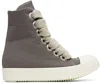 Rick Owens Drkshdw Round Toe High Top Casual Shoes In 3411 Dust/milk/milk