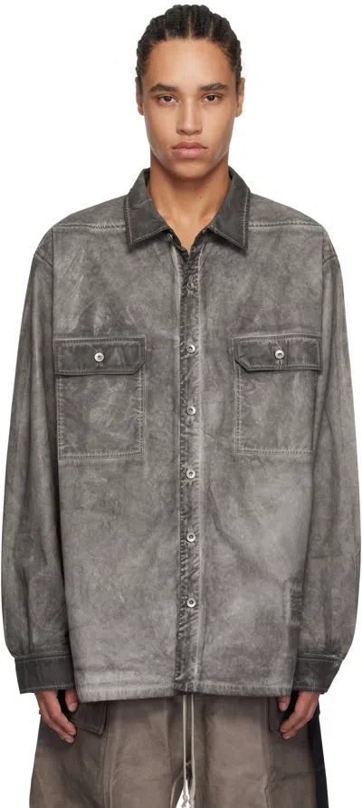 Rick Owens Drkshdw Gray Hollywood Jumbo Overshirt In 78 Drkdust