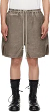 Rick Owens Drkshdw Gray Hollywood Long Boxers Butt Zipp Shorts In 34 Dust