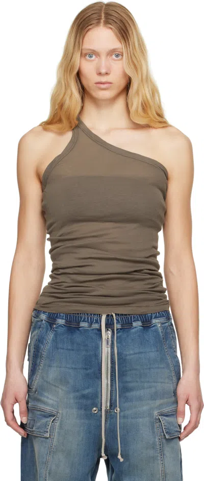 Rick Owens Drkshdw Gray Hollywood One Shoulder Tank Top In 34 Dust